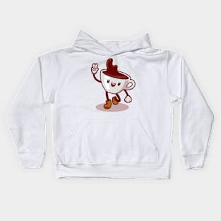 Coffee cup cartoon character Kids Hoodie